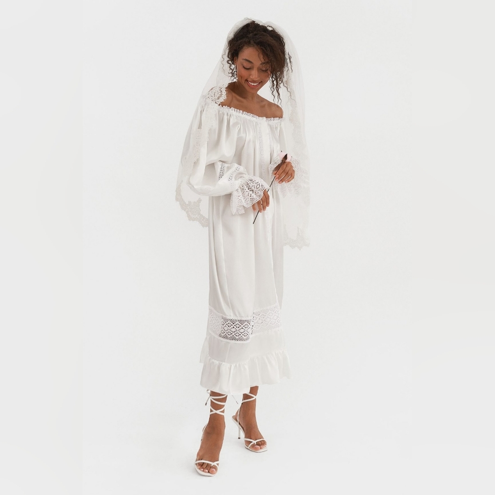 Sleeper 100% silk Paloma dress in pearl